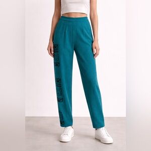 One-of-a-Kind Artisan Wool-Feel Statement Pants Embroidered Tribal Motif | XS–S